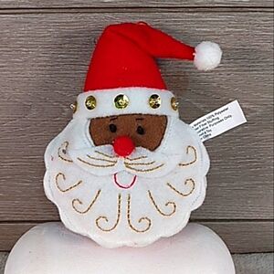 Macy's Holiday Lane Fabric 6" Santa Ornament- African American NWT